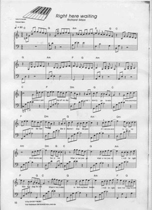 Thumbnail of first page of Right Here Waiting (3) piano sheet music PDF by Richard Marx.