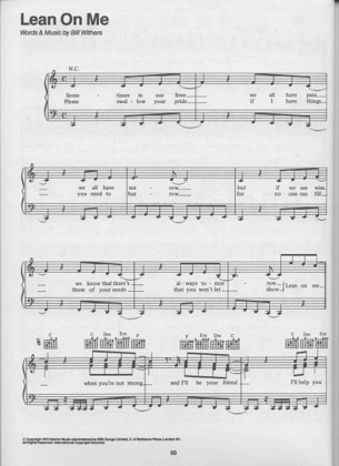 Thumbnail of first page of Lean on Me piano sheet music PDF by Club Nouveau.
