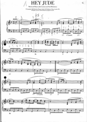 Thumbnail of first page of Hey Jude piano sheet music PDF by The Beatles.