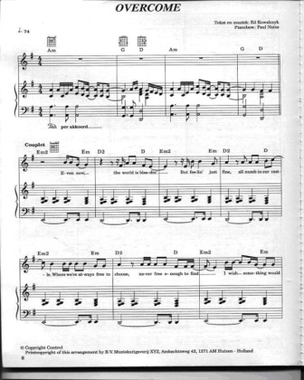 Thumbnail of first page of Overcome piano sheet music PDF by Ed Kowalezyk.