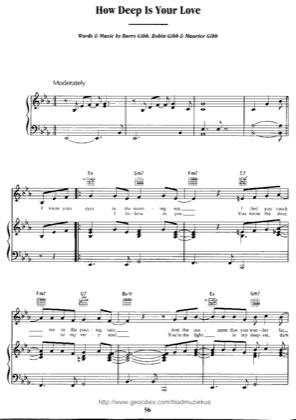 Thumbnail of first page of How Deep Is Your Love (2) piano sheet music PDF by Bee Gees.
