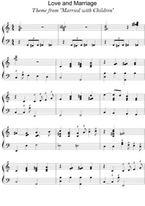 Thumbnail of first page of Love and Marriage piano sheet music PDF by Married with Children.