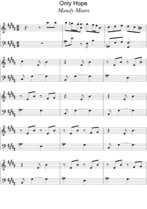 Thumbnail of first page of Only Hope piano sheet music PDF by Mandy Moore.