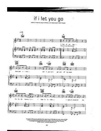 Thumbnail of first page of If I let you go piano sheet music PDF by Westlife.