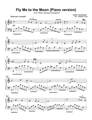 Thumbnail of first page of Fly Me To The Moon piano sheet music PDF by Neon Genesis Evangelion.