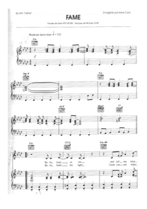 Thumbnail of first page of Fame piano sheet music PDF by Fame.