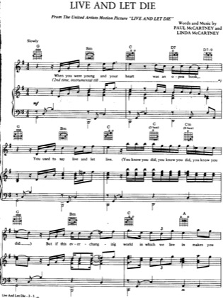 Thumbnail of first page of Live and Let Die piano sheet music PDF by James Bond.