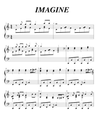 Thumbnail of first page of Imagine (2) piano sheet music PDF by John Lennon.