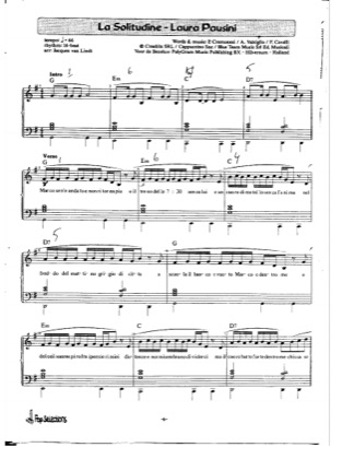 Thumbnail of first page of La Solitudine piano sheet music PDF by Laura Pausini.