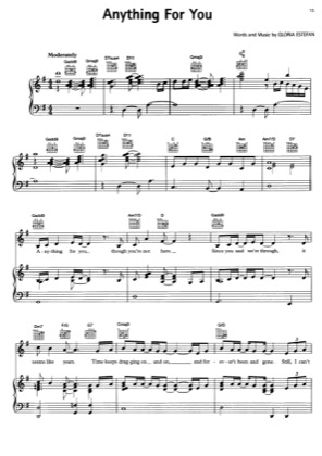 Thumbnail of first page of Anything for You piano sheet music PDF by Gloria Estefan.