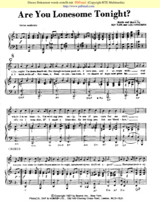 Thumbnail of first page of Are You Lonesome Tonight piano sheet music PDF by Roy Turk.