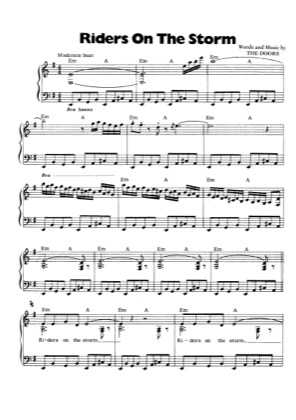 Thumbnail of first page of Riders on the Strom piano sheet music PDF by The Doors.