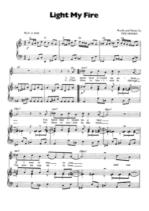 Thumbnail of first page of Light my Fire piano sheet music PDF by The Doors.