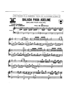 Thumbnail of first page of Balada Para Adeline piano sheet music PDF by Paul de Seneville.