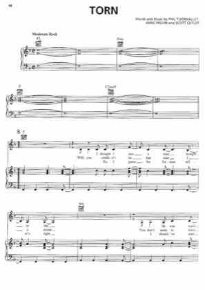 Thumbnail of first page of Torn piano sheet music PDF by Natalie Imbruglia.