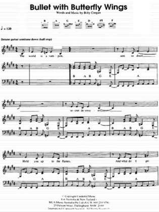 Thumbnail of first page of Bullet with Butterfly Wings piano sheet music PDF by Smashing pumpkins.