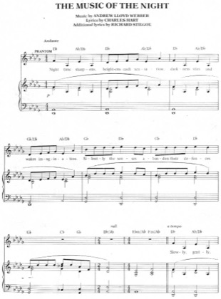 Thumbnail of first page of The Music of the Night piano sheet music PDF by The Phantom Of The Opera .