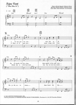 Thumbnail of first page of Fijne Vent piano sheet music PDF by Marco Borsato.
