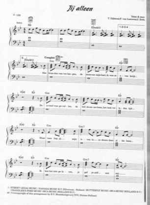 Thumbnail of first page of Jij Allee piano sheet music PDF by Marco Borsato.