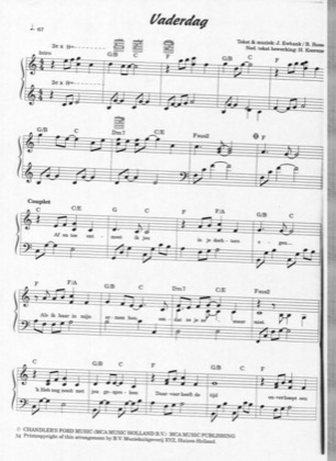 Thumbnail of first page of Vaderdag piano sheet music PDF by Marco Borsato.