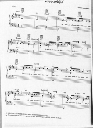 Thumbnail of first page of Voor Altijd piano sheet music PDF by Marco Borsato.