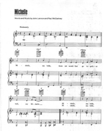Thumbnail of first page of Michelle piano sheet music PDF by The Beatles.