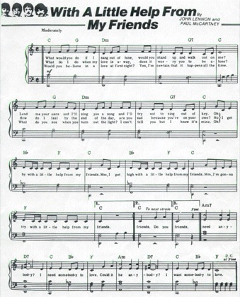 Thumbnail of first page of With A Little Help From My Friends piano sheet music PDF by The Beatles.
