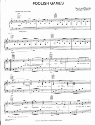 Thumbnail of first page of Foolish Games piano sheet music PDF by Jewel .