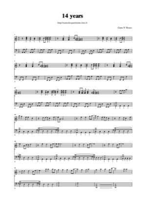 Thumbnail of first page of 14 Years piano sheet music PDF by Guns n' Roses.
