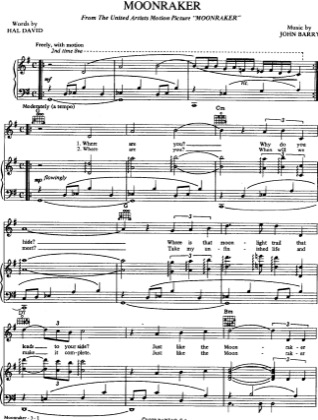 Thumbnail of first page of Moonraker piano sheet music PDF by James Bond .