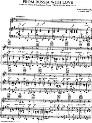 Thumbnail of first page of From Russia With Love piano sheet music PDF by James Bond .
