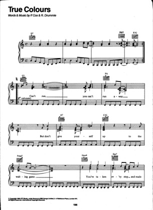 Thumbnail of first page of True Colors piano sheet music PDF by Go West.
