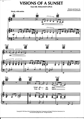 Thumbnail of first page of Visions of a Sunset piano sheet music PDF by Mr. Hollands Opus.