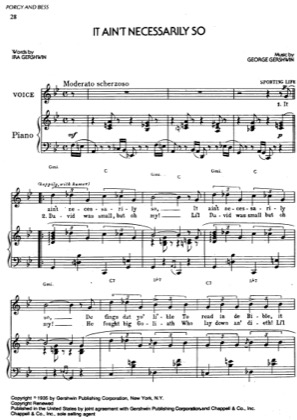 Thumbnail of first page of It Aint Necessarily So piano sheet music PDF by George Gershwin.