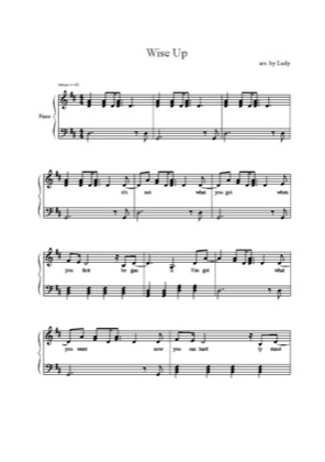 Thumbnail of first page of Wise Up piano sheet music PDF by Aimee Mann.