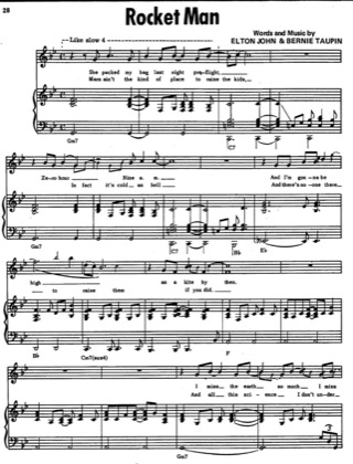 Thumbnail of first page of Rocket Man (2) piano sheet music PDF by Elton John.