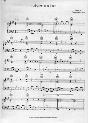 Thumbnail of first page of Silver Inches piano sheet music PDF by Enya.