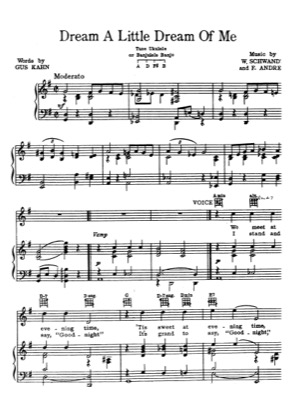 Thumbnail of first page of Dream a Little Dream of Me piano sheet music PDF by The Mamas and the Papas.