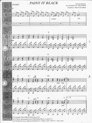 Thumbnail of first page of Paint It Black piano sheet music PDF by Rolling Stones.