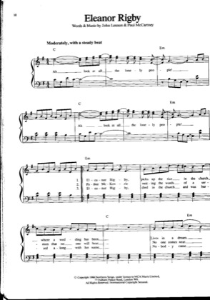 Thumbnail of first page of Elanor Rigby piano sheet music PDF by The Beatles .