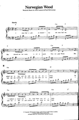 Thumbnail of first page of Norwegian Wood piano sheet music PDF by The Beatles .
