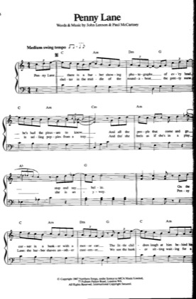 Thumbnail of first page of Penny Lane piano sheet music PDF by The Beatles .
