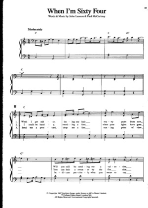 Thumbnail of first page of When Im Sixty Four piano sheet music PDF by The Beatles .