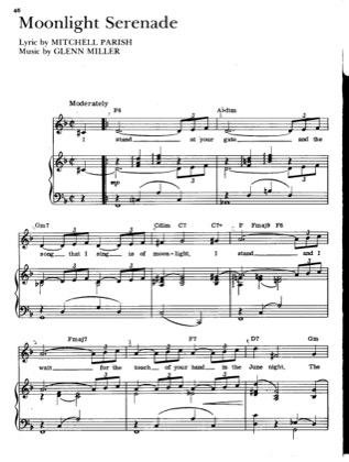 Thumbnail of first page of Moonlight Serenade piano sheet music PDF by Glenn Miller.