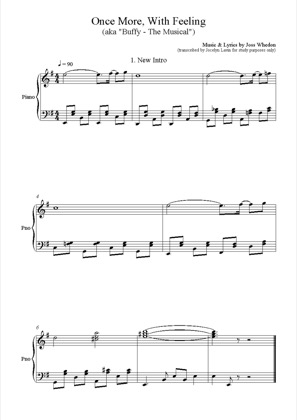 Thumbnail of first page of Once More, With Feeling piano sheet music PDF by Buffy.