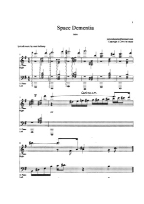 Thumbnail of first page of Space Dementia piano sheet music PDF by Muse.