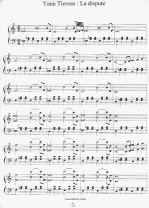 Thumbnail of first page of La Dispute piano sheet music PDF by Yann Tiersen.