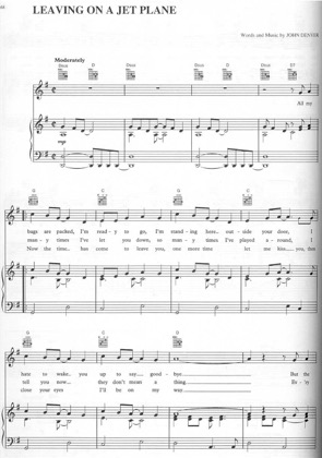Thumbnail of first page of Leaving on a jetplane piano sheet music PDF by John Denver.