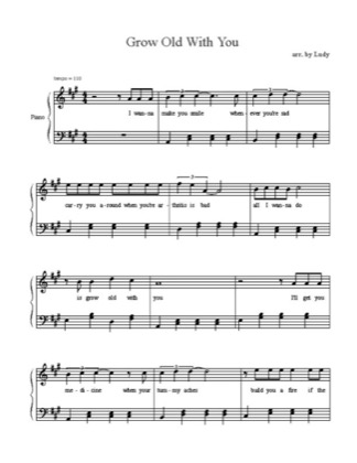Thumbnail of first page of Grow Old With You piano sheet music PDF by The Wedding Singer.