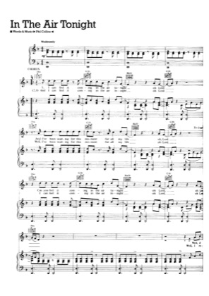 Thumbnail of first page of In The Air Tonight piano sheet music PDF by Phil Collins.